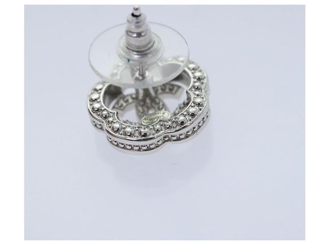 Orecchini CHANEL Camelia in metallo argento CC Auth 89077 - vista 13