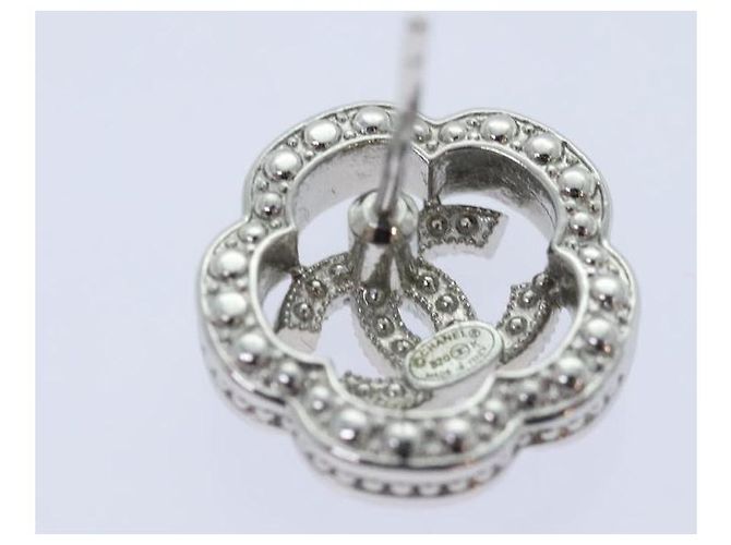 Orecchini CHANEL Camelia in metallo argento CC Auth 89077 - vista 14