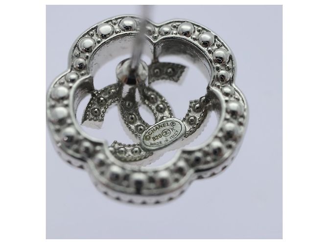 Orecchini CHANEL Camelia in metallo argento CC Auth 89077 - vista 15