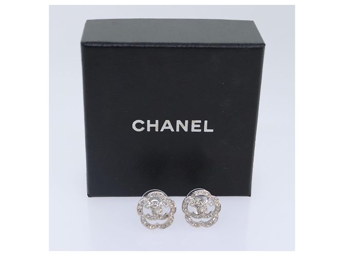 Orecchini CHANEL Camelia in metallo argento CC Auth 89077 - vista 16