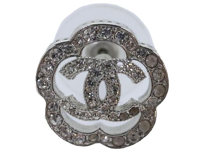 Orecchini CHANEL Camelia in metallo argento CC Auth 89077 - vista 2