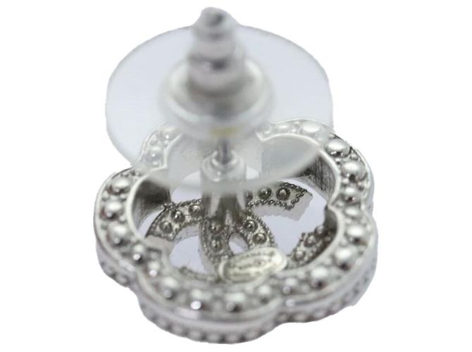 Orecchini CHANEL Camelia in metallo argento CC Auth 89077 - vista 3