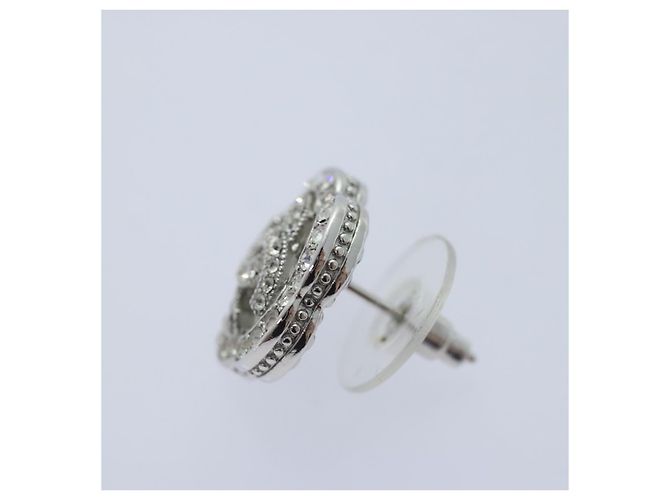Orecchini CHANEL Camelia in metallo argento CC Auth 89077 - vista 5