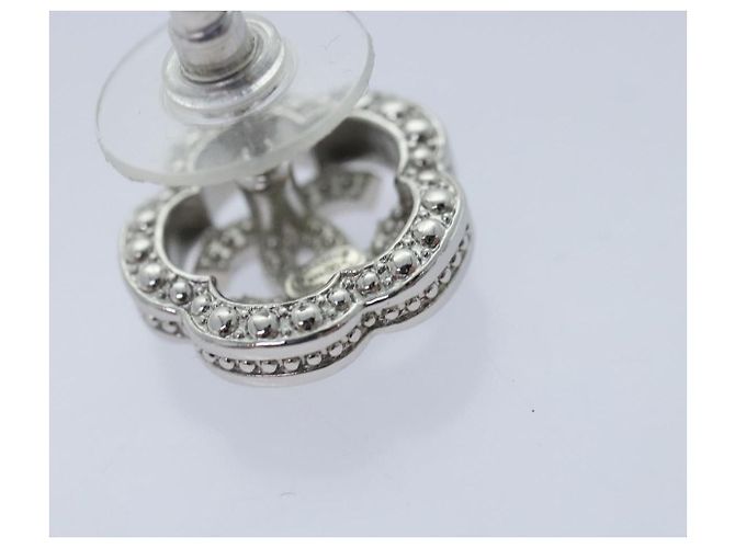 Orecchini CHANEL Camelia in metallo argento CC Auth 89077 - vista 7