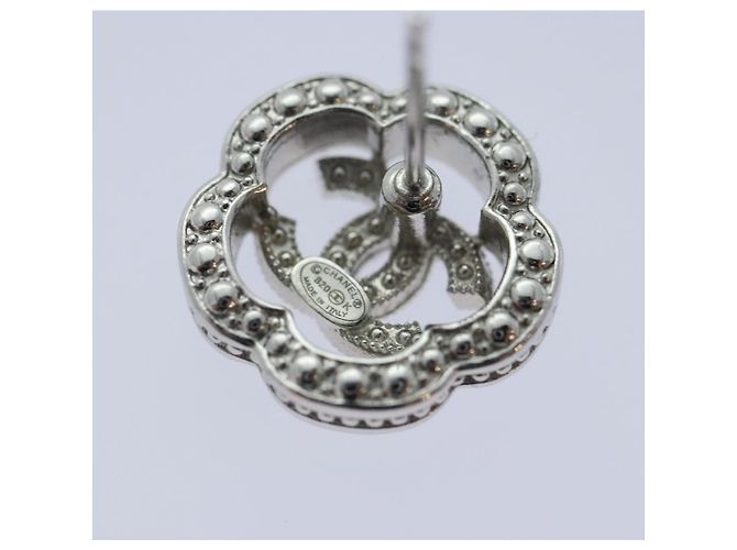Orecchini CHANEL Camelia in metallo argento CC Auth 89077 - vista 8