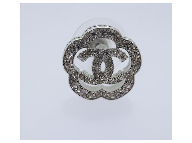 Orecchini CHANEL Camelia in metallo argento CC Auth 89077 - vista 9