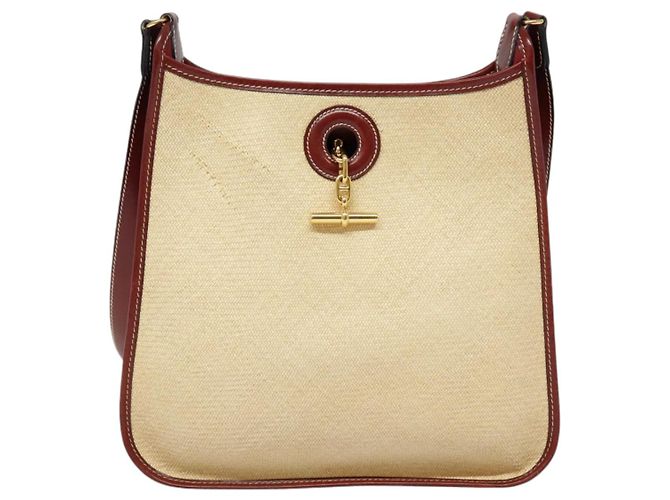 Hermès HERMES Borsa a Spalla Vespa PM Paglia Beige Oro Auth yk14938 D'oro - vista 2