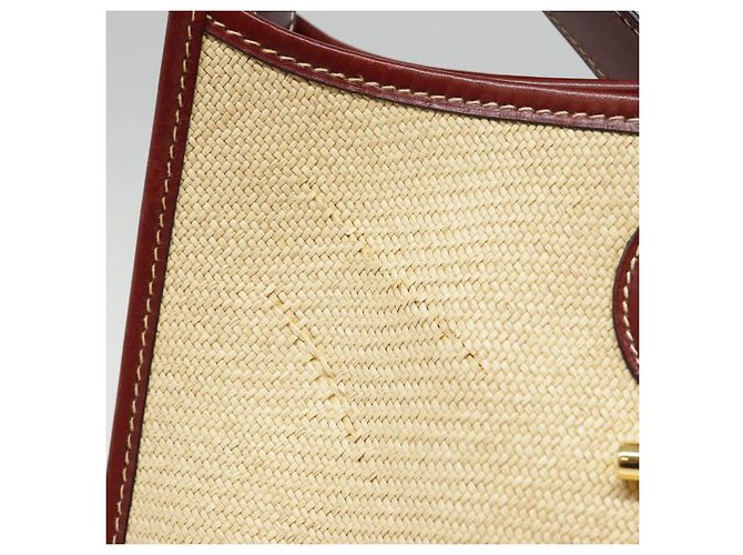 Hermès HERMES Borsa a Spalla Vespa PM Paglia Beige Oro Auth yk14938 D'oro - vista 4