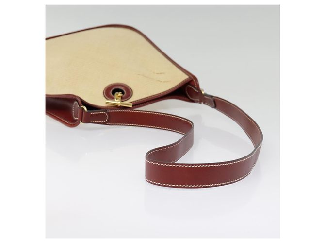 Hermès HERMES Borsa a Spalla Vespa PM Paglia Beige Oro Auth yk14938 D'oro - vista 9