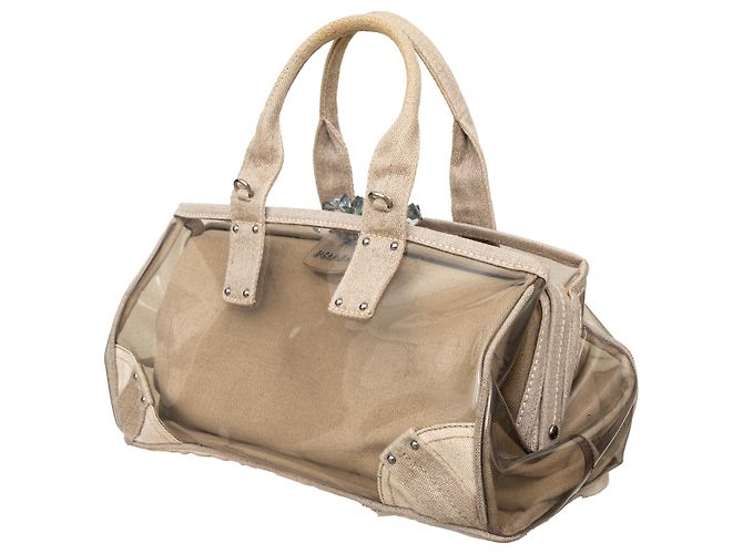 Borsa a cornice in tela PVC decorata con cristalli Prada Beige - vista 2