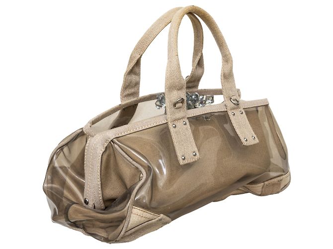 Borsa a cornice in tela PVC decorata con cristalli Prada Beige - vista 4