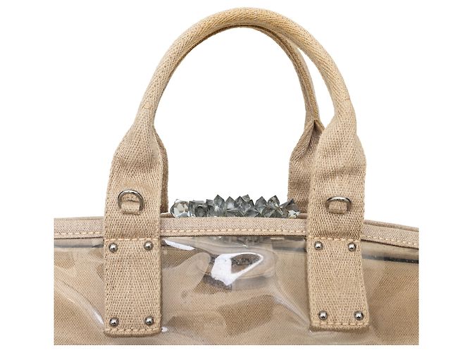 Borsa a cornice in tela PVC decorata con cristalli Prada Beige - vista 9