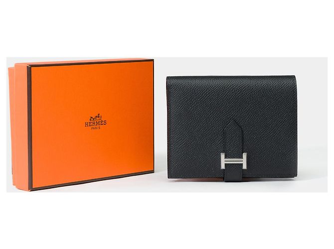 Béarn Hermès Accessorio HERMES Bearn in Pelle Nera - 102144 Nero - vista 2