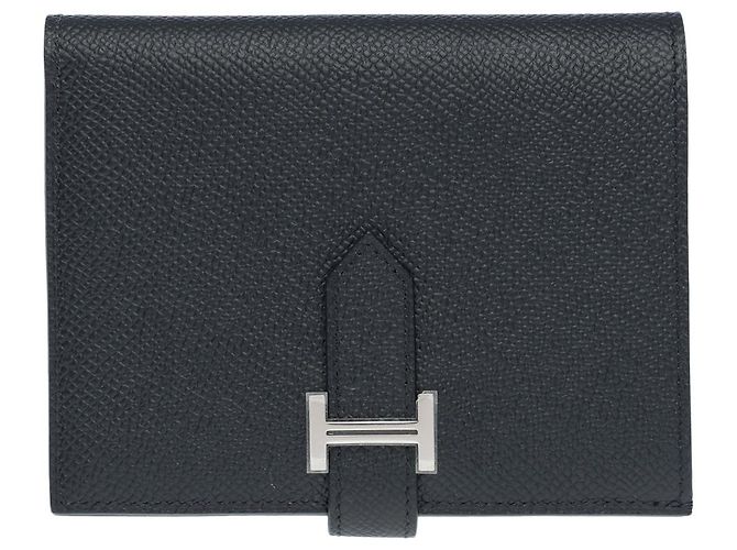Béarn Hermès Accessorio HERMES Bearn in Pelle Nera - 102144 Nero - vista 3