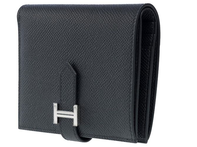 Béarn Hermès Accessorio HERMES Bearn in Pelle Nera - 102144 Nero - vista 5