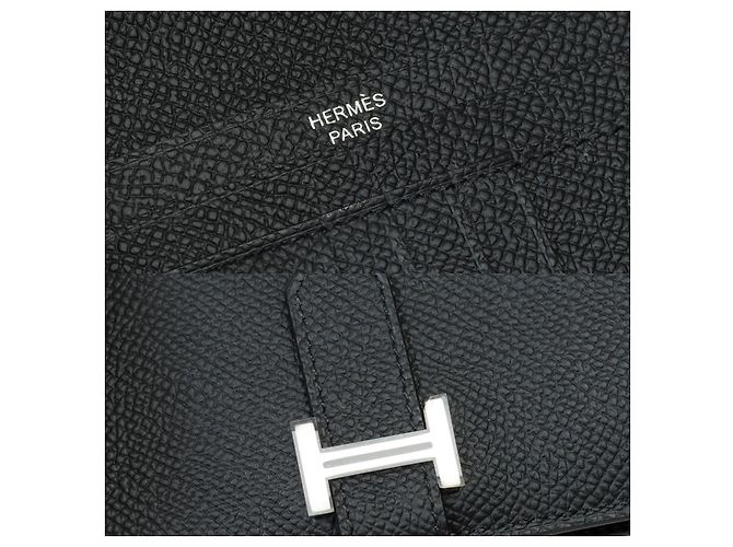 Béarn Hermès Accessorio HERMES Bearn in Pelle Nera - 102144 Nero - vista 7