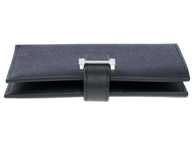 Béarn Hermès Accessorio HERMES Bearn in Pelle Nera - 102144 Nero - vista 9