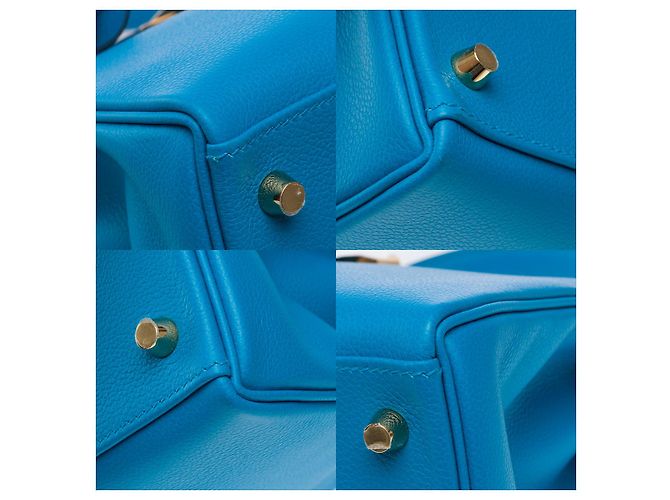 Hermès Sac HERMES Kelly 28 en Cuir Bleu - 102123 - vue 13