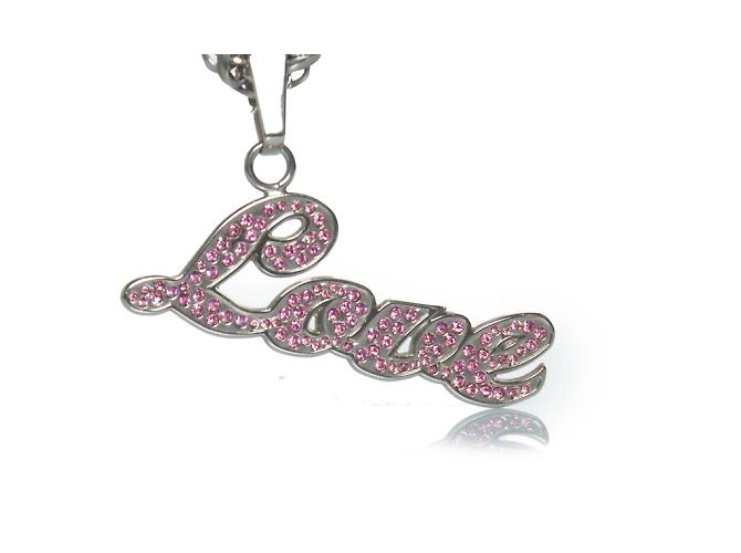 Dolce & Gabbana D&G, Collana Love con strass rosa Argento - vista 3