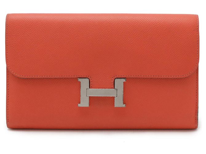 Cartera bi-fold larga Constance de Hermès en rosa claro - vista 2