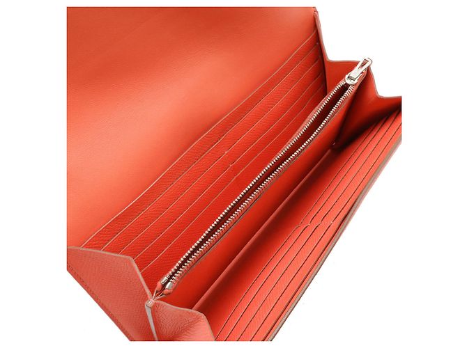 Cartera bi-fold larga Constance de Hermès en rosa claro - vista 6