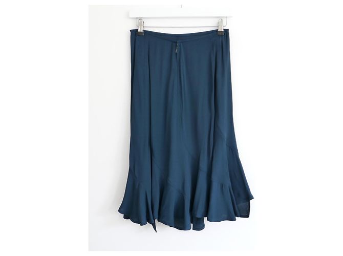 Falda de crepé fruncida Yves Saint Laurent x Tom Ford Otoño 2003 Azul - vista 3