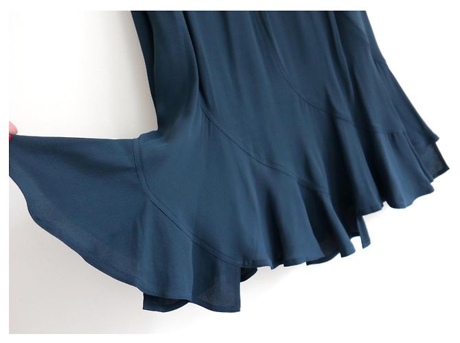 Falda de crepé fruncida Yves Saint Laurent x Tom Ford Otoño 2003 Azul - vista 4
