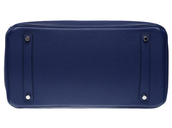 Hermès HERMES Birkin 35 Bag in Blue Leather - 102149 - view 10