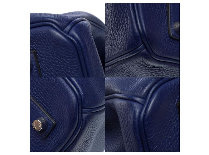 Hermès HERMES Birkin 35 Bag in Blue Leather - 102149 - view 11
