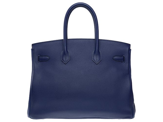 Hermès HERMES Birkin 35 Bag in Blue Leather - 102149 - view 3
