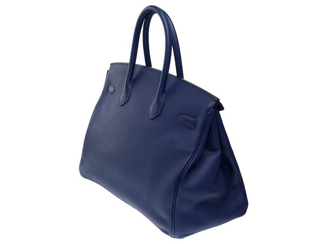 Hermès HERMES Birkin 35 Bag in Blue Leather - 102149 - view 5