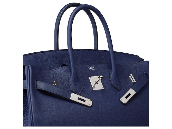 Hermès HERMES Birkin 35 Bag in Blue Leather - 102149 - view 6