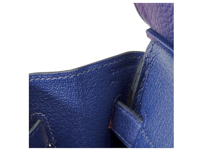 Hermès HERMES Birkin 35 Bag in Blue Leather - 102149 - view 7