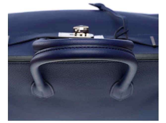 Hermès HERMES Birkin 35 Bag in Blue Leather - 102149 - view 9