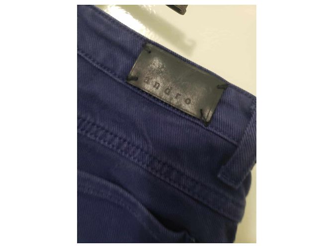 Pantalones Slim Sandro Azul Royal Algodón - vista 3