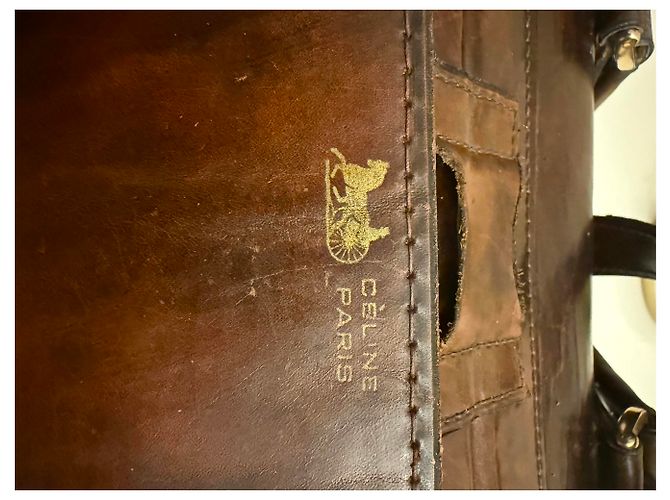 Borsa da viaggio Céline in pelle marrone scuro - vista 3