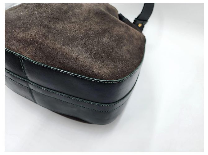 Gucci Vintage Pferdebit Zugbeutel Tasche Dunkelgrün - Ansicht 16