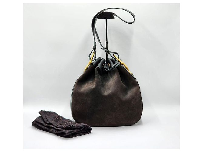 Gucci Vintage Pferdebit Zugbeutel Tasche Dunkelgrün - Ansicht 3