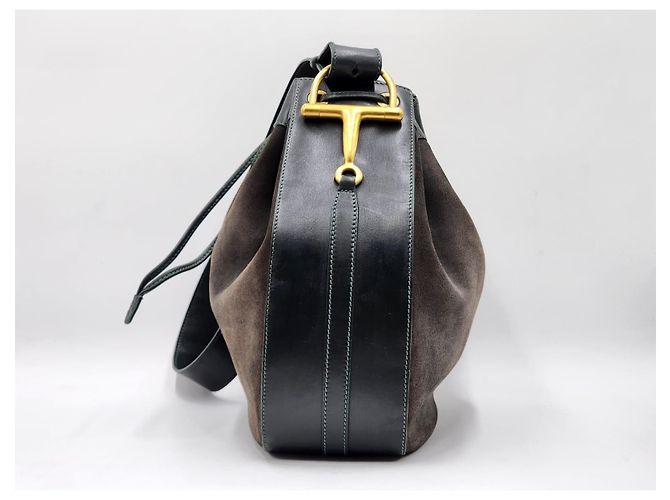 Gucci Vintage Pferdebit Zugbeutel Tasche Dunkelgrün - Ansicht 7