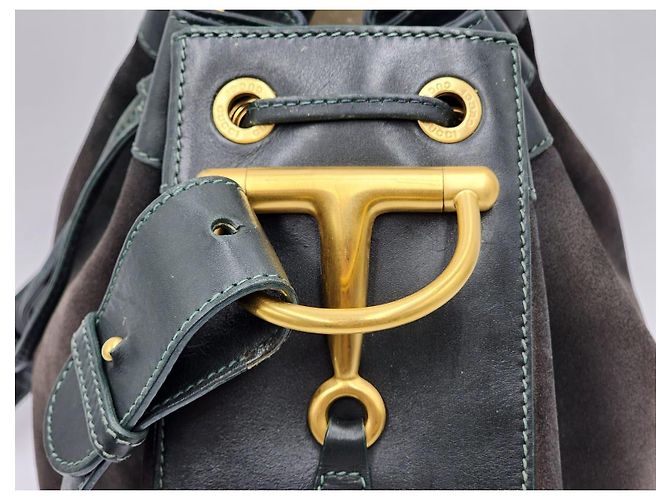 Gucci Vintage Pferdebit Zugbeutel Tasche Dunkelgrün - Ansicht 8