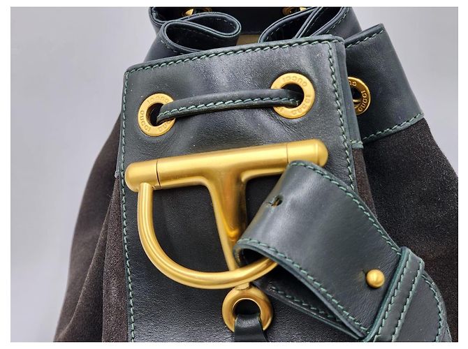Gucci Vintage Pferdebit Zugbeutel Tasche Dunkelgrün - Ansicht 9