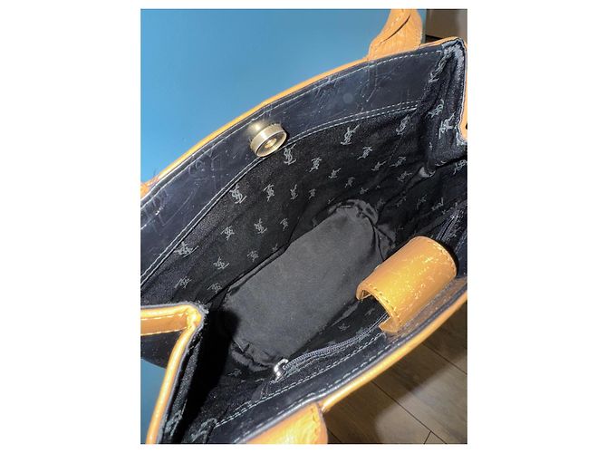 Borsa tote Yves Saint Laurent in pelle marrone nero beige - vista 3