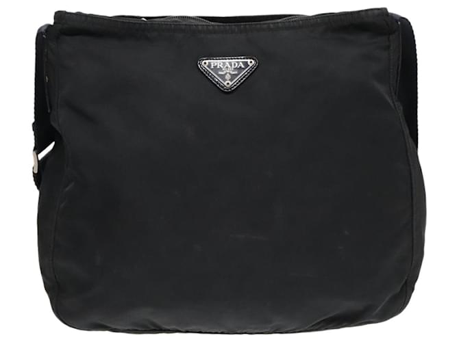 Borsa a spalla PRADA in nylon nero Auth bs18091 - vista 13