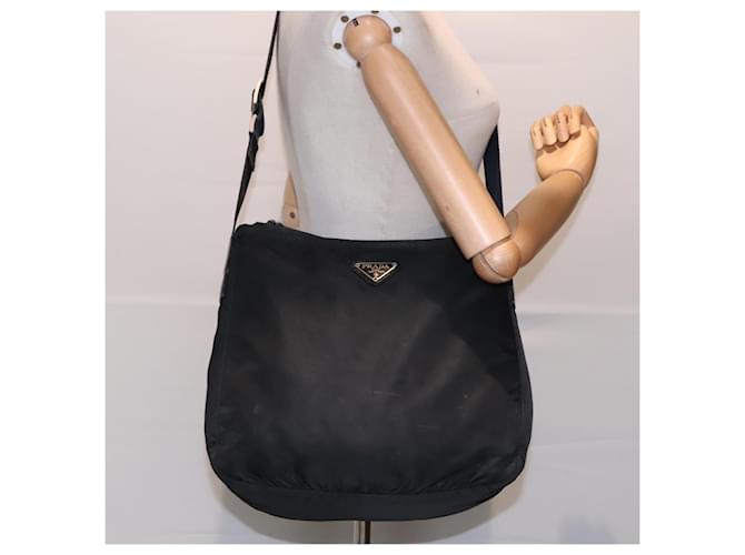 Borsa a spalla PRADA in nylon nero Auth bs18091 - vista 22