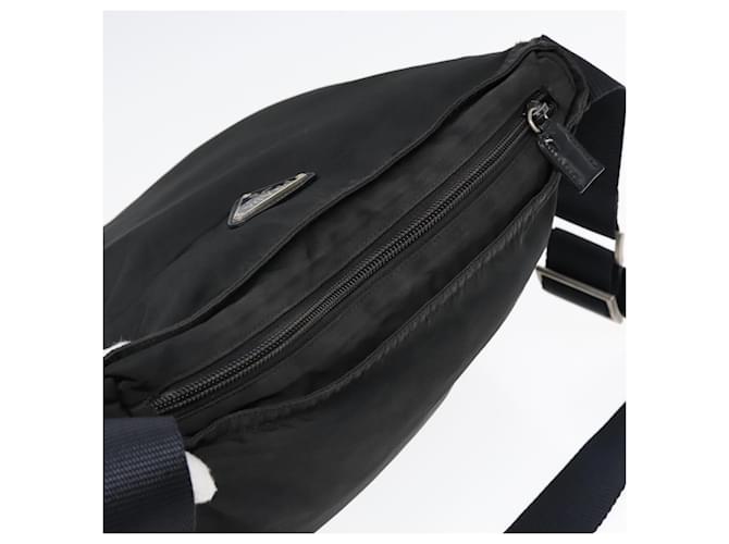 Borsa a spalla PRADA in nylon nero Auth bs18091 - vista 6