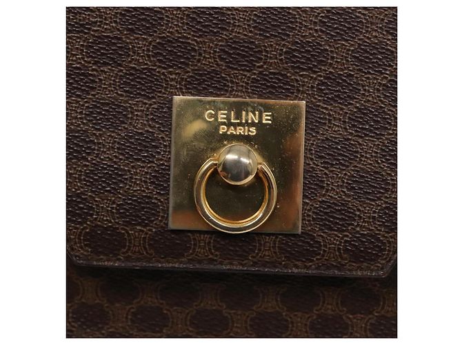 Céline Borsa a spalla in tela Macadam CELINE in pelle PVC marrone oro Auth ki4788 D'oro - vista 17