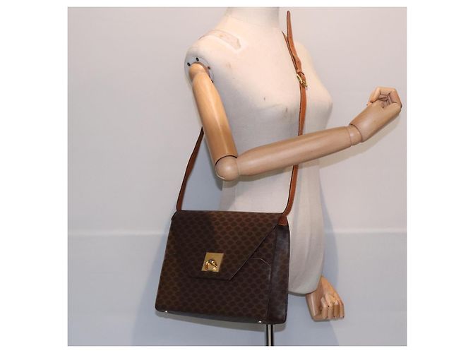 Céline Borsa a spalla in tela Macadam CELINE in pelle PVC marrone oro Auth ki4788 D'oro - vista 25