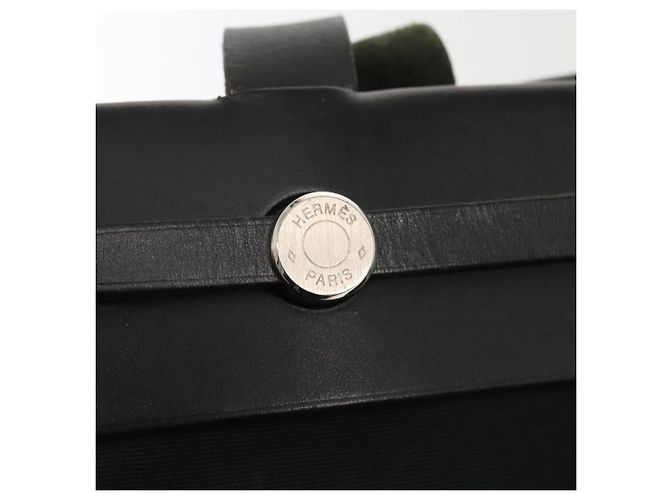 Hermès HERMES Herbag Cabas GM Tote Tasche Canvas Leder Schwarz Silber Auth ep5581 - Ansicht 17