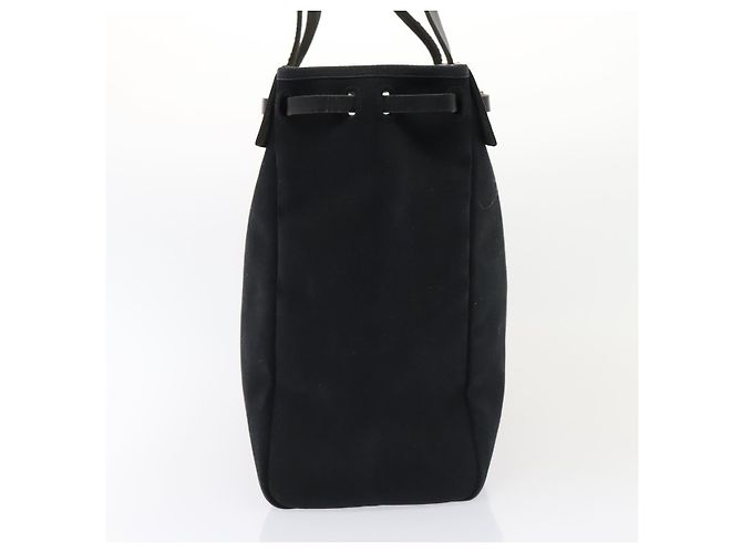 Hermès HERMES Herbag Cabas GM Tote Tasche Canvas Leder Schwarz Silber Auth ep5581 - Ansicht 3