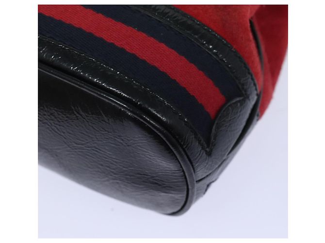 Borsa a Spalla GUCCI Sherry Line Camoscio Rosso Oro Blu Navy 550620 Auth bs18146 D'oro - vista 14